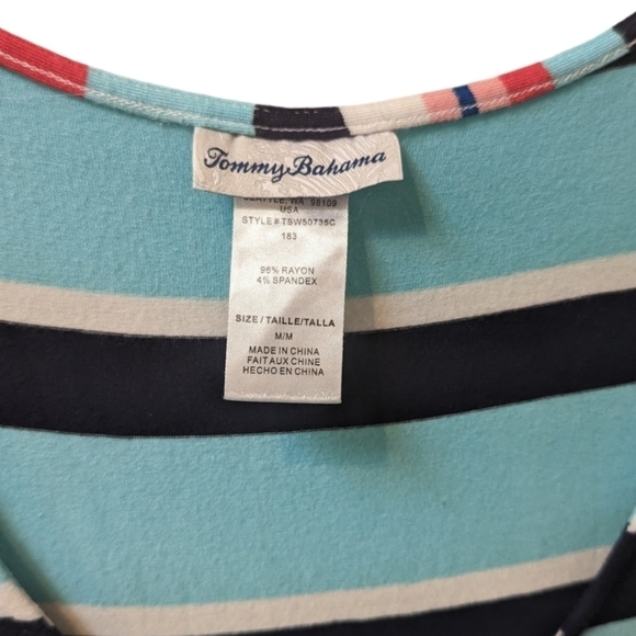 TOMMY Bahama Women's Sporting Stripe Summer Super Maxi Multi-Colour Dress (M) - Picture 4 of 4